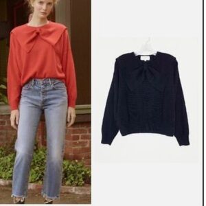 THE GREAT Black Cashmere Bow Sweater Size 1/Small